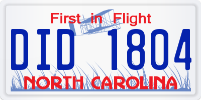 NC license plate DID1804