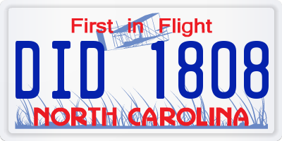 NC license plate DID1808