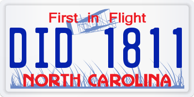 NC license plate DID1811