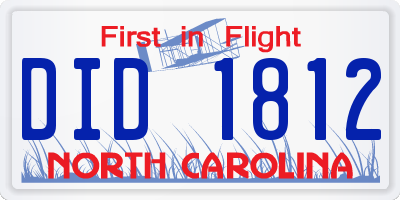 NC license plate DID1812
