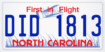 NC license plate DID1813