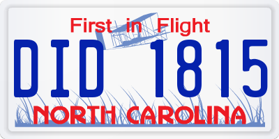 NC license plate DID1815