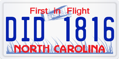 NC license plate DID1816