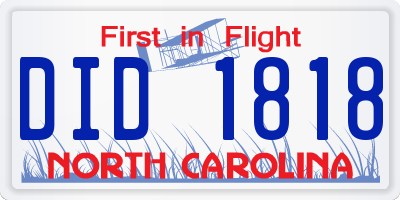 NC license plate DID1818