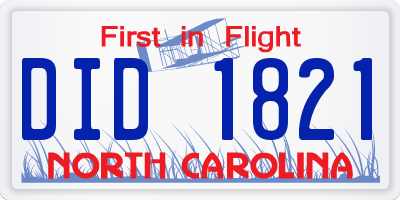 NC license plate DID1821