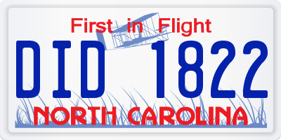 NC license plate DID1822
