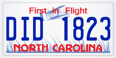 NC license plate DID1823