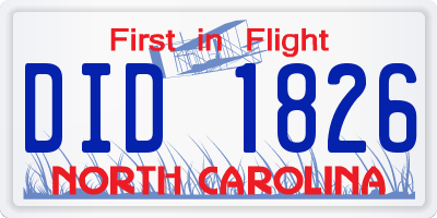 NC license plate DID1826