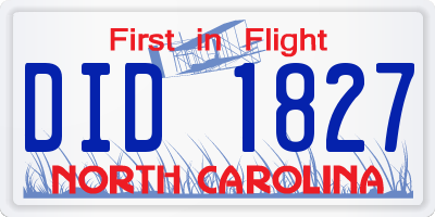 NC license plate DID1827