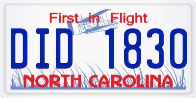 NC license plate DID1830