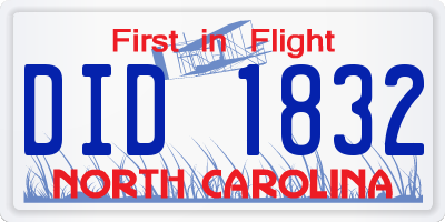 NC license plate DID1832