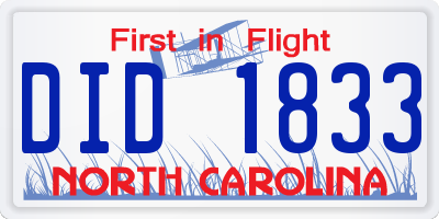 NC license plate DID1833