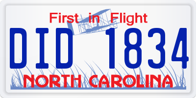 NC license plate DID1834