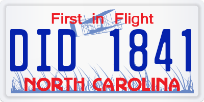 NC license plate DID1841