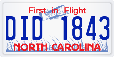 NC license plate DID1843