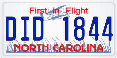 NC license plate DID1844