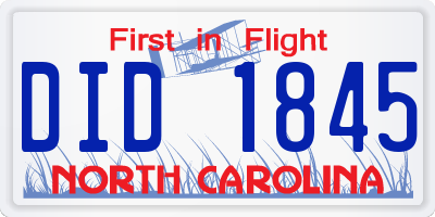 NC license plate DID1845