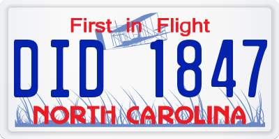 NC license plate DID1847