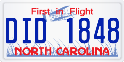 NC license plate DID1848