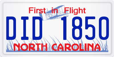 NC license plate DID1850
