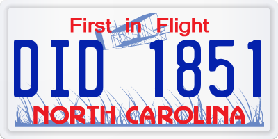 NC license plate DID1851
