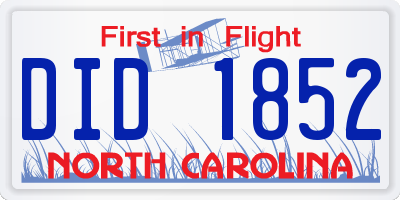NC license plate DID1852