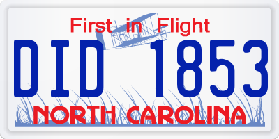 NC license plate DID1853