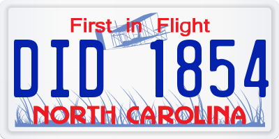 NC license plate DID1854
