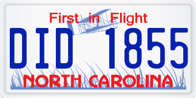 NC license plate DID1855