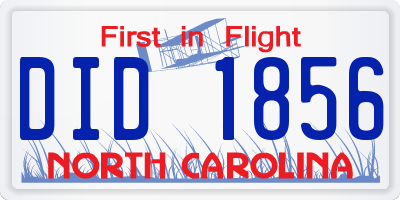 NC license plate DID1856
