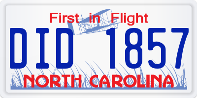 NC license plate DID1857
