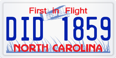 NC license plate DID1859