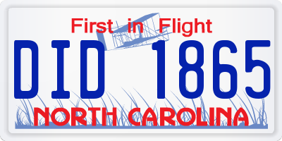 NC license plate DID1865