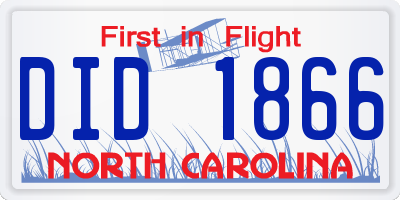 NC license plate DID1866