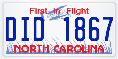 NC license plate DID1867