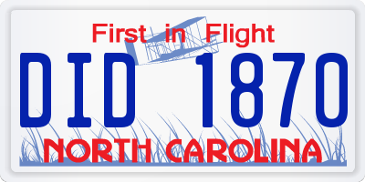 NC license plate DID1870