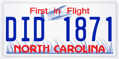 NC license plate DID1871