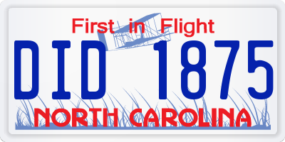 NC license plate DID1875