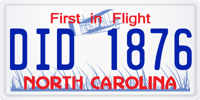 NC license plate DID1876