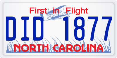 NC license plate DID1877