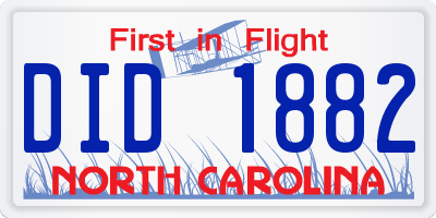 NC license plate DID1882