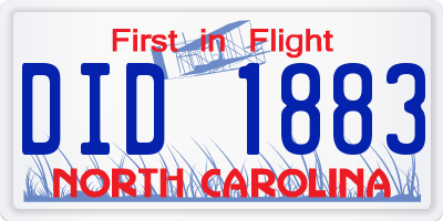 NC license plate DID1883