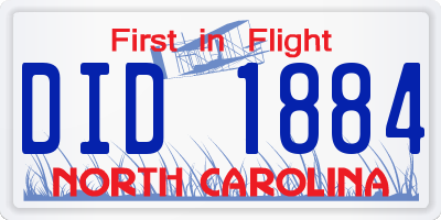 NC license plate DID1884