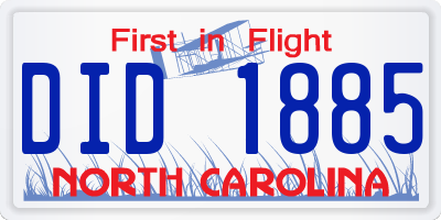 NC license plate DID1885