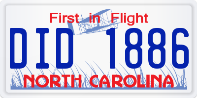 NC license plate DID1886