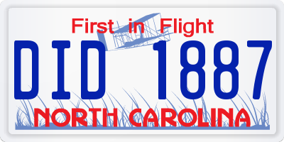 NC license plate DID1887