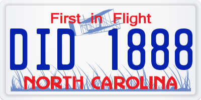 NC license plate DID1888