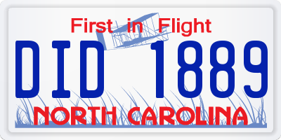 NC license plate DID1889