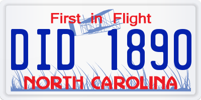 NC license plate DID1890