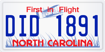 NC license plate DID1891